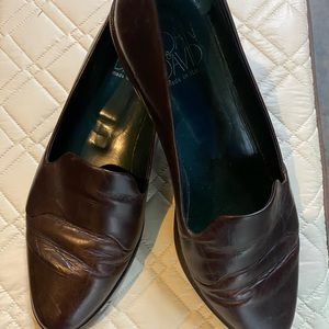Vintage Joan & David Brown Leather  Loafer Flats Italy 9.5